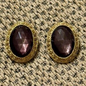Vintage Gold Brown Toupee Oval Earrings